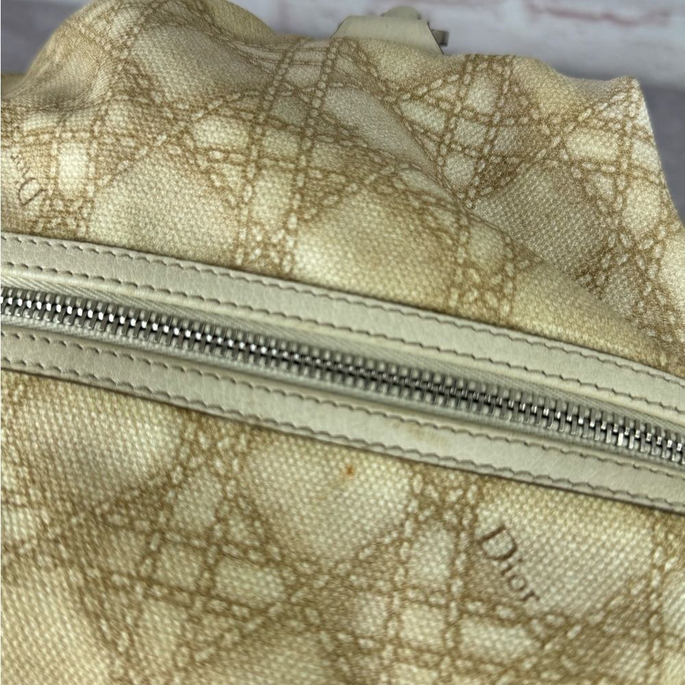 Dior Cream Cherie Cannage Printed Canvas Zip Bag - Picture 10 of 16